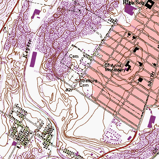 Topographic Map of Stratford Cemetery, PA