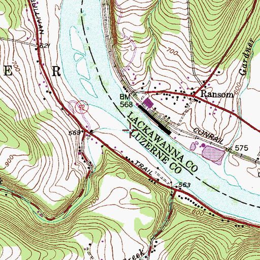 Topographic Map of Sutton Creek, PA