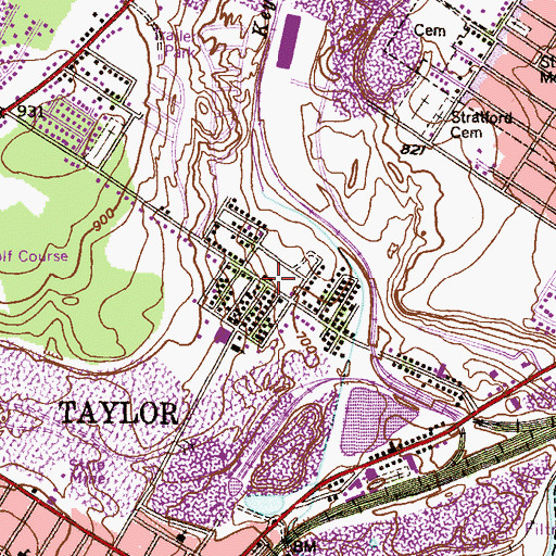 Topographic Map of Taylor, PA