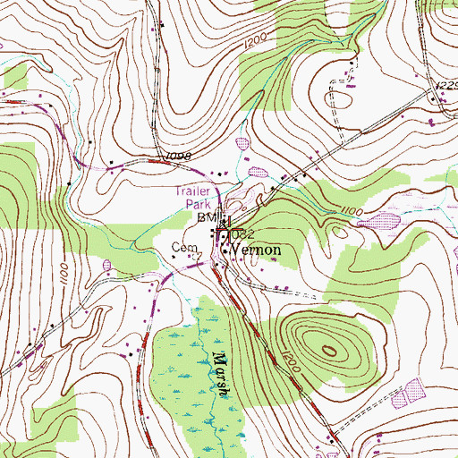 Topographic Map of Vernon, PA