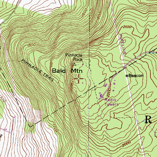 Topographic Map of Bald Mountain, PA
