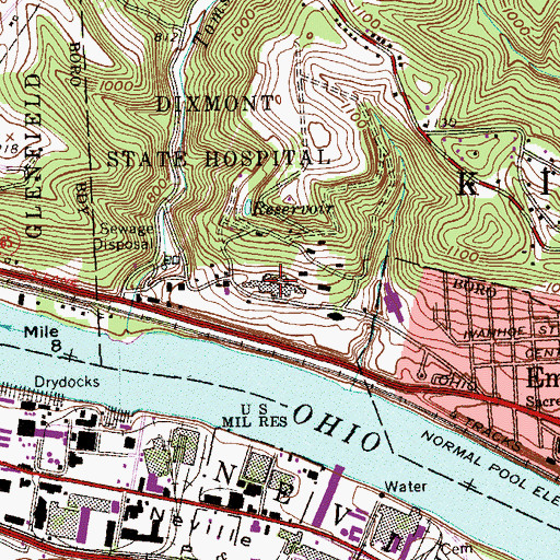 Topographic Map of Agnew Hospital, PA