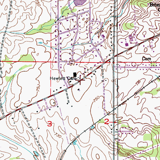 Topographic Map of Hewlett Cemetery, AL