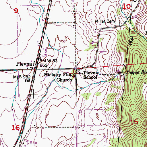 Topographic Map of Hickory Flat Church, AL