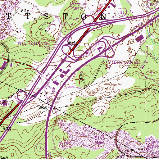 Topographic Map of WTLQ-FM (Pittston), PA
