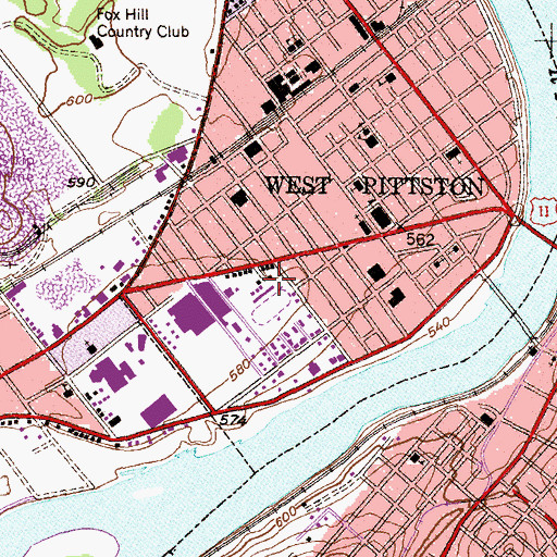 Topographic Map of WASD-FM (Exeter), PA
