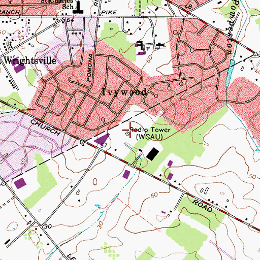 Topographic Map of WCAU-AM (Philadelphia), PA