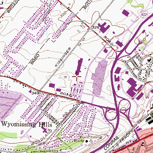 Topographic Map of Berkshire Mall West, PA