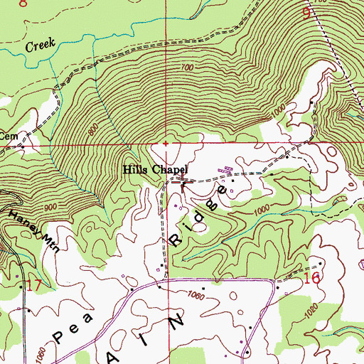 Topographic Map of Hills Chapel, AL