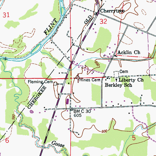 Topographic Map of Hines Cemetery, AL