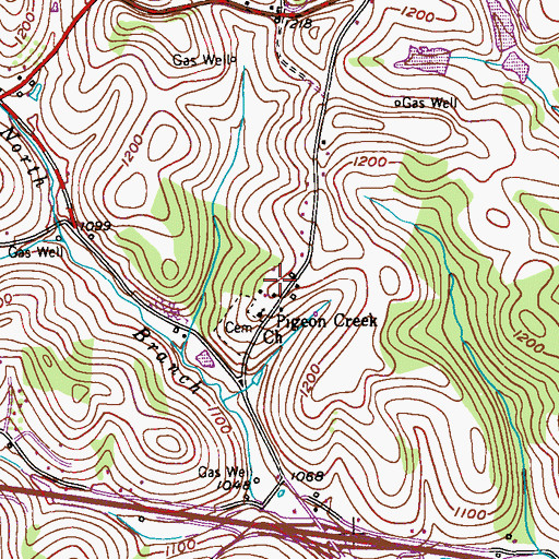 Topographic Map of Emery, PA