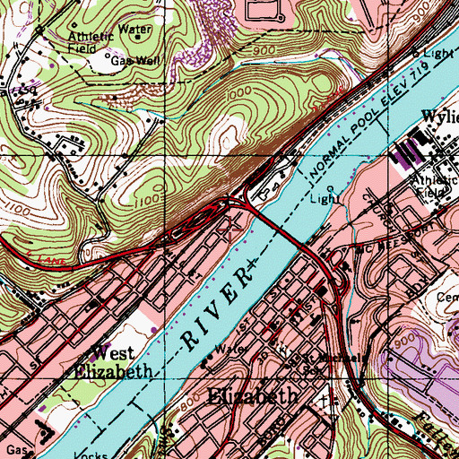 Topographic Map of East Elizabeth, PA