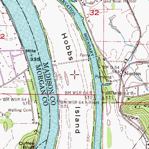 Topographic Map of Hobbs Island, AL