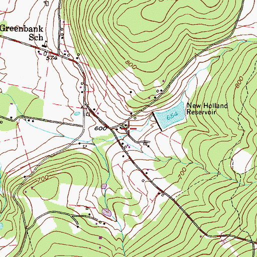 Topographic Map of Green Bank, PA