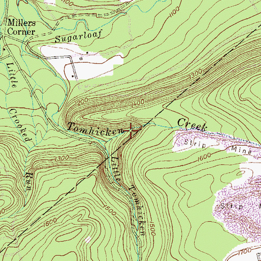 Topographic Map of Tomhicken Falls, PA