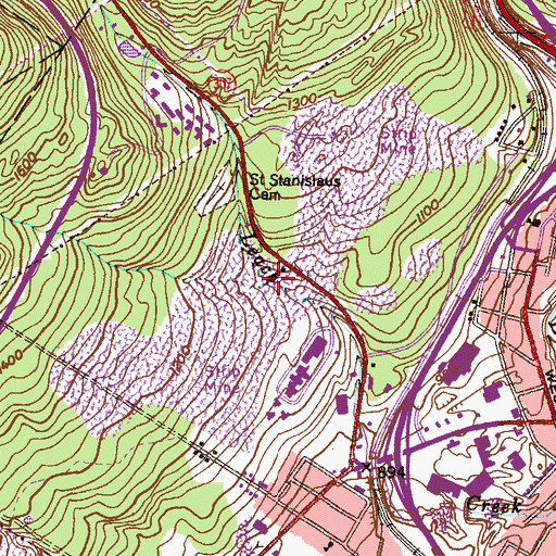 Topographic Map of South Branch Leach Creek, PA