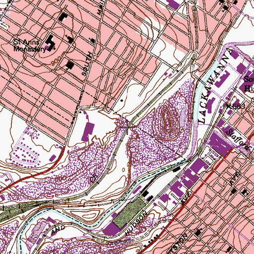 Topographic Map of Dodge Colliery Breaker, PA
