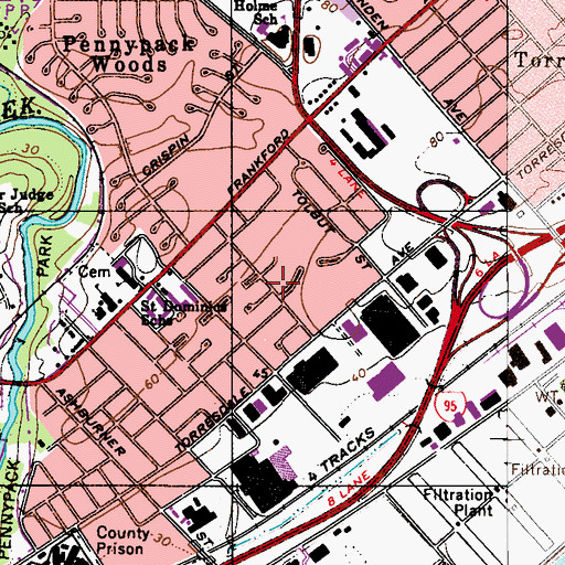 Topographic Map of Upper Holmesburg, PA