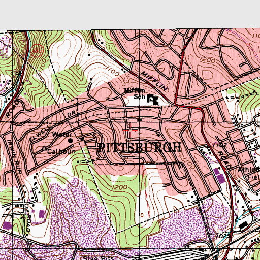 Topographic Map of Lincoln Place, PA