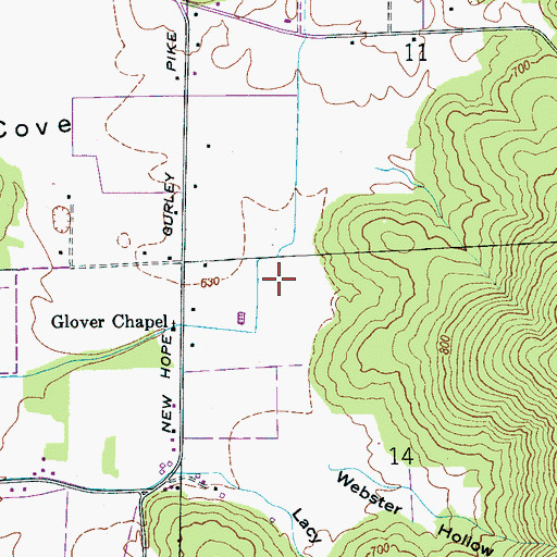Topographic Map of Honea Hollow, AL