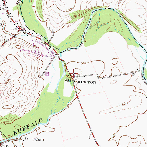 Topographic Map of Cameron, PA