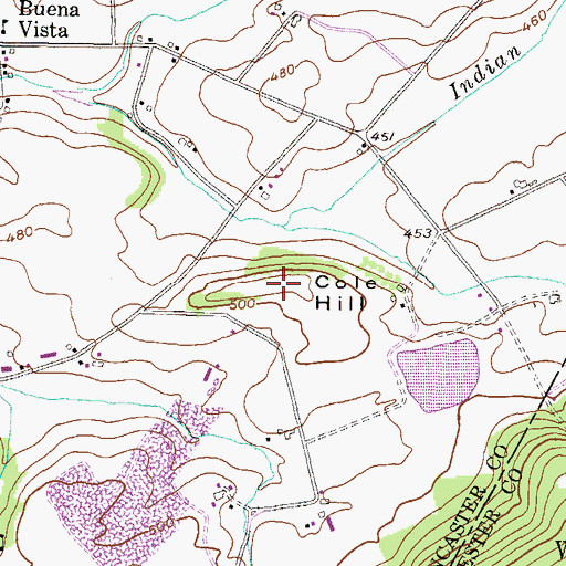 Topographic Map of Cole Hill, PA