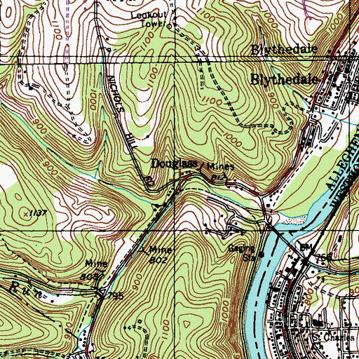 Topographic Map of Douglass, PA