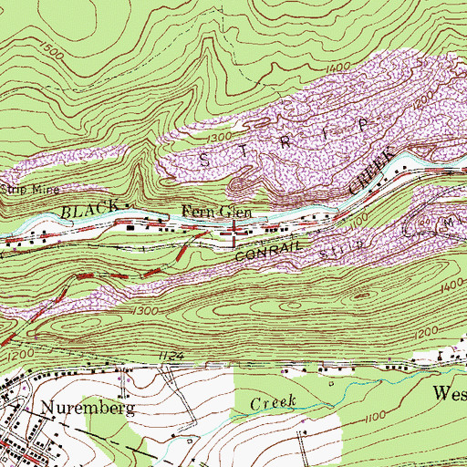 Topographic Map of Fern Glen, PA