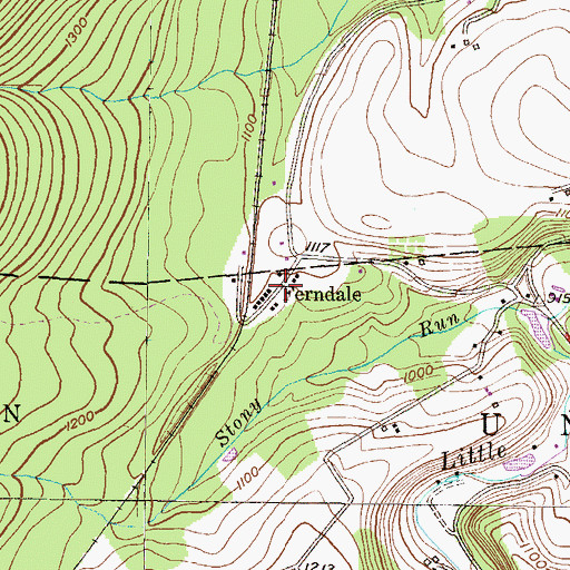 Topographic Map of Ferndale, PA