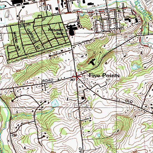 Topographic Map of Five Points, PA