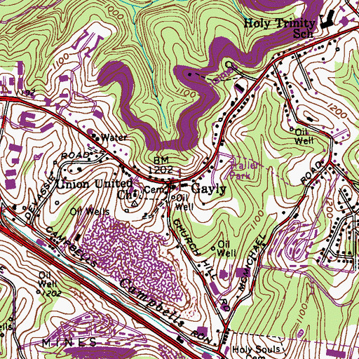 Topographic Map of Gayly, PA