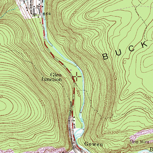 Topographic Map of Glen Junction, PA