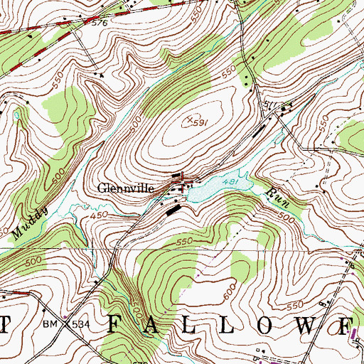 Topographic Map of Glennville, PA