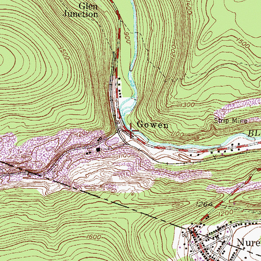 Topographic Map of Gowen, PA