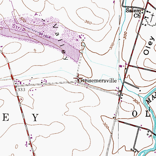 Topographic Map of Greisemersville, PA