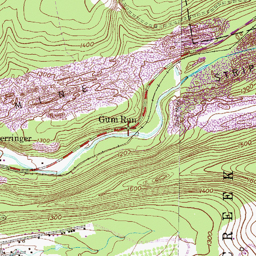 Topographic Map of Gum Run, PA