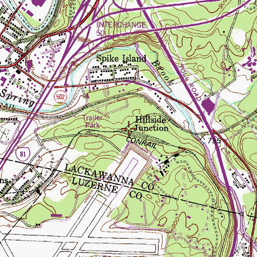 Topographic Map of Hillside Junction, PA