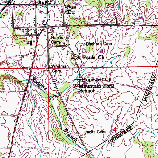 Topographic Map of Hopewell Church, AL