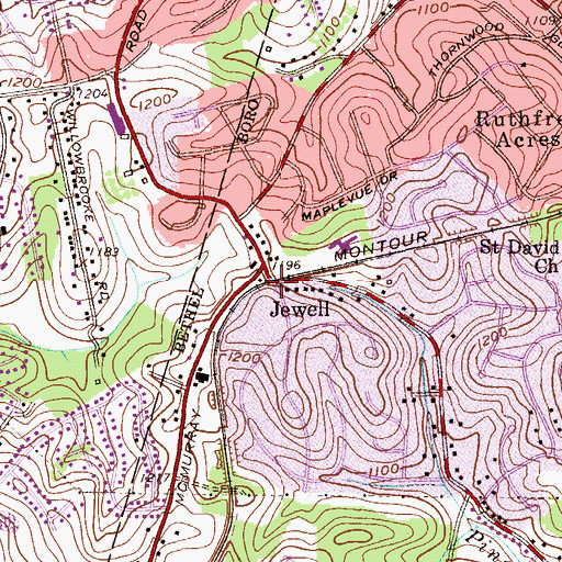Topographic Map of Jewell, PA