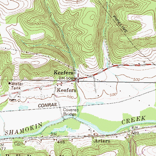 Topographic Map of Keefers, PA