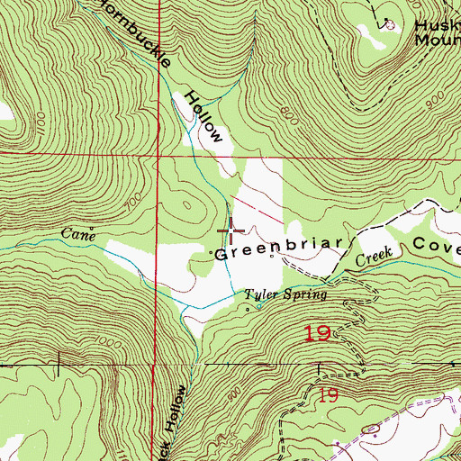 Topographic Map of Hornbuckle Hollow, AL