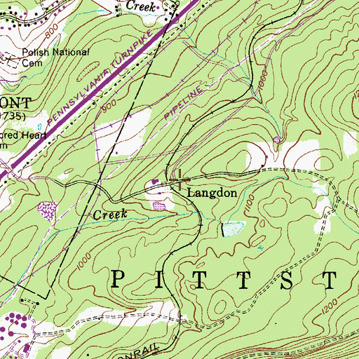 Topographic Map of Langdon, PA