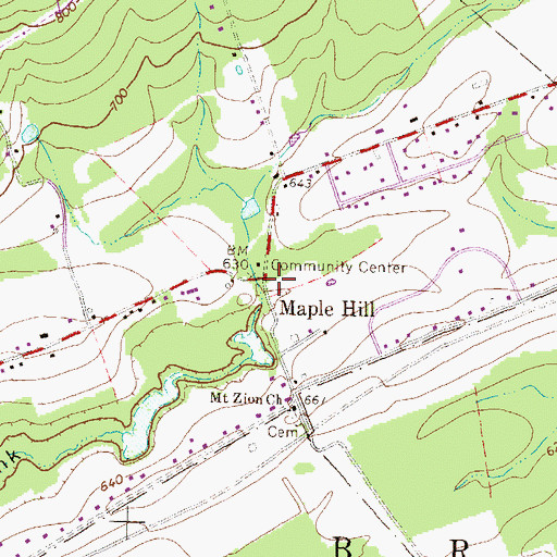 Topographic Map of Maple Hill, PA