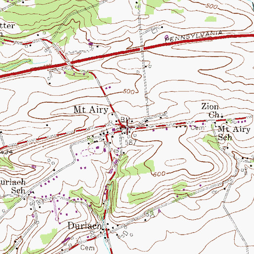Topographic Map of Mount Airy, PA