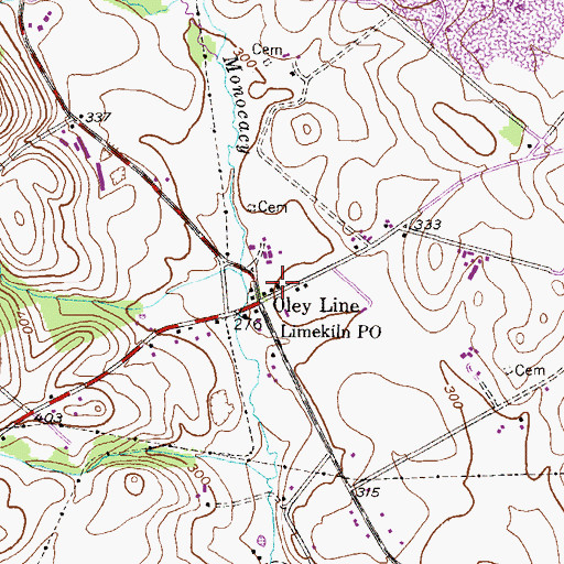 Topographic Map of Oley Line, PA