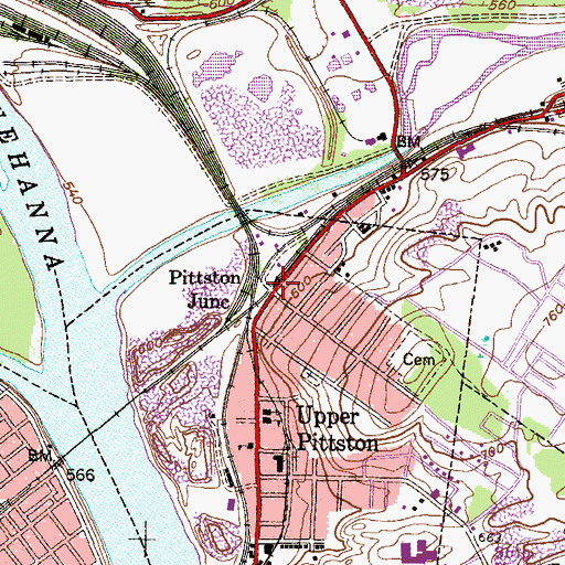Topographic Map of Pittston Junction, PA