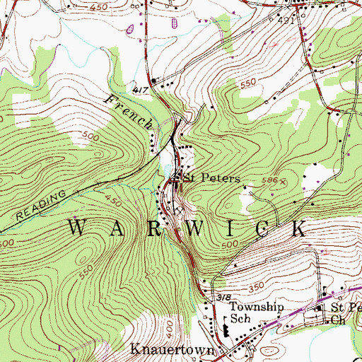 Topographic Map of Saint Peters, PA