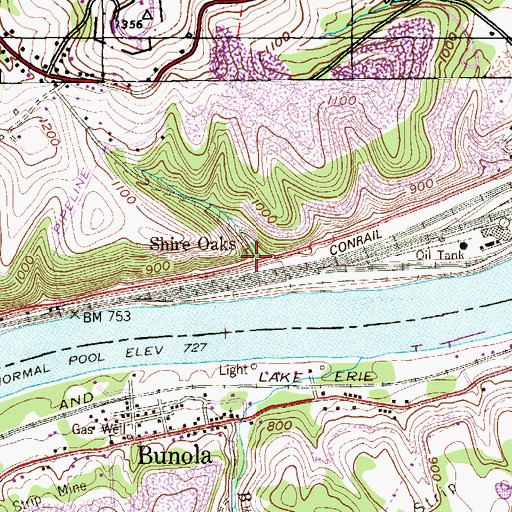Topographic Map of Shire Oaks, PA