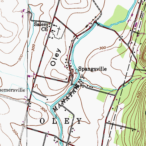 Topographic Map of Spangsville, PA