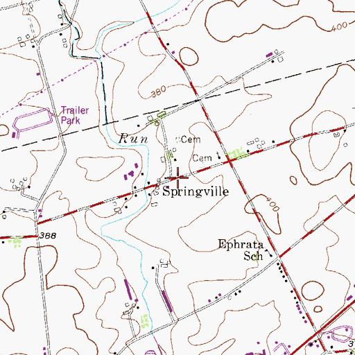 Topographic Map of Springville, PA